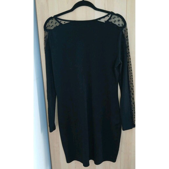 Vintage Sears Black Long-Sleeve Y2K Dress Sz XL Stretch Lace Knee-Length - Picture 5 of 9